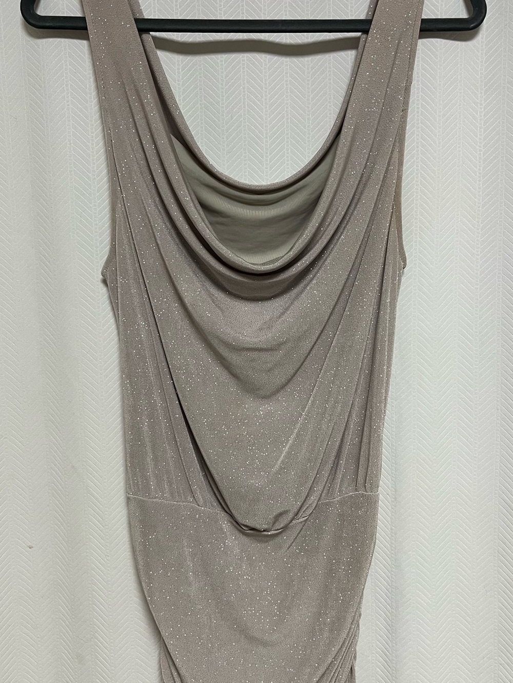 Vintage Y2K Guess Light Silver Glitter Cowl Neck Tunic